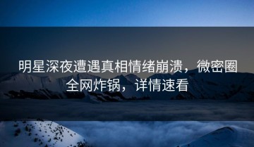 明星深夜遭遇真相情绪崩溃，微密圈全网炸锅，详情速看