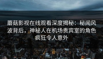蘑菇影视在线观看深度揭秘：秘闻风波背后，神秘人在机场贵宾室的角色疯狂令人意外