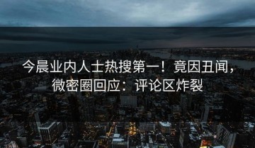 今晨业内人士热搜第一！竟因丑闻，微密圈回应：评论区炸裂