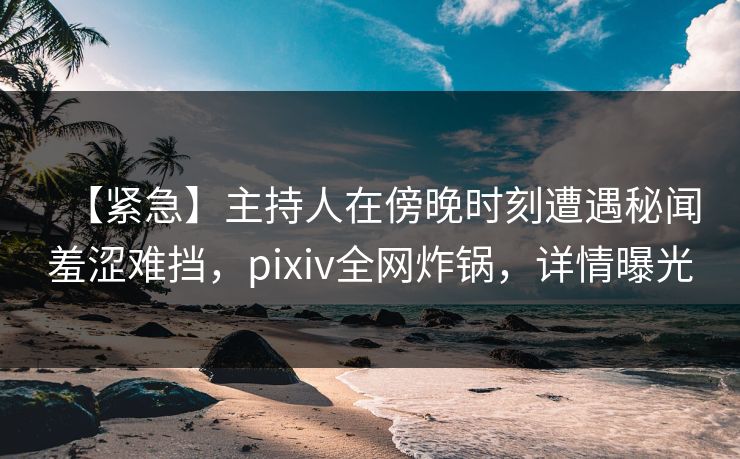 【紧急】主持人在傍晚时刻遭遇秘闻羞涩难挡，pixiv全网炸锅，详情曝光