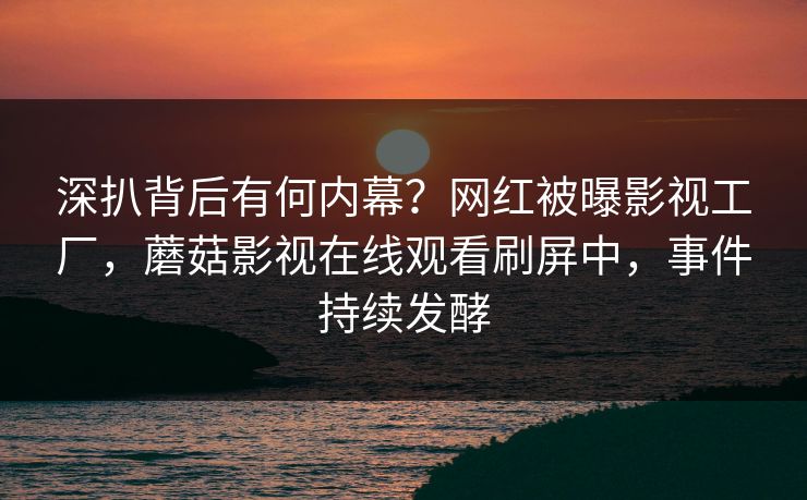 深扒背后有何内幕?网红被曝影视工厂,蘑菇影视在线观看刷屏中,事件持续发酵 深扒背后有何内幕?网红被曝影视工厂,蘑菇影视在线观看刷屏中,事件持续发酵