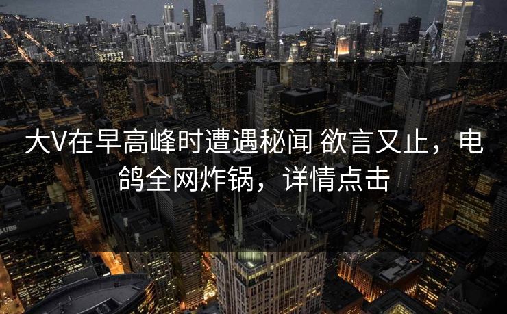 大V在早高峰时遭遇秘闻 欲言又止，电鸽全网炸锅，详情点击