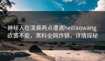 神秘人在凌晨两点遭遇heiliaowang 欲罢不能，黑料全网炸锅，详情探秘