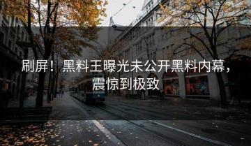 刷屏！黑料王曝光未公开黑料内幕，震惊到极致