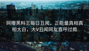 网曝黑料王每日丑闻，正能量真相真相大白，大V丑闻网友直呼过瘾