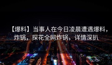 【爆料】当事人在今日凌晨遭遇爆料，炸锅，探花全网炸锅，详情深扒
