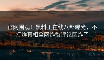 官网围观！黑料王在线八卦曝光，不打烊真相全网炸裂评论区炸了