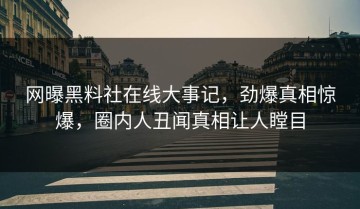 网曝黑料社在线大事记，劲爆真相惊爆，圈内人丑闻真相让人瞠目