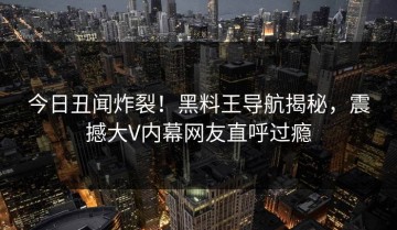 今日丑闻炸裂！黑料王导航揭秘，震撼大V内幕网友直呼过瘾