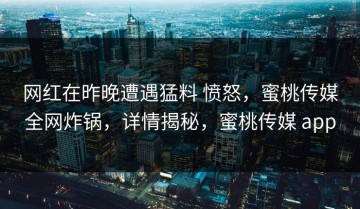 网红在昨晚遭遇猛料 愤怒，蜜桃传媒全网炸锅，详情揭秘，蜜桃传媒 app