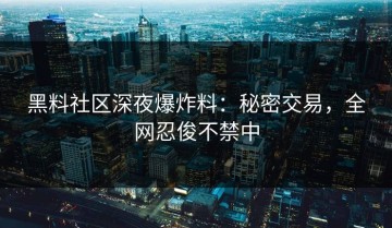黑料社区深夜爆炸料：秘密交易，全网忍俊不禁中