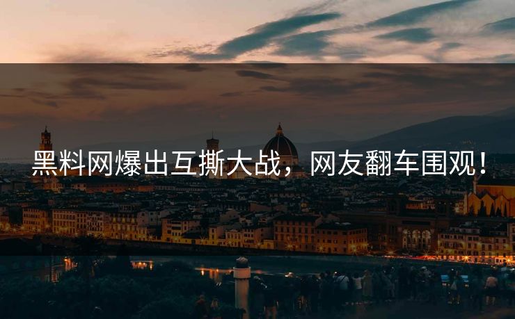 黑料网爆出互撕大战，网友翻车围观！