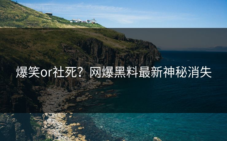 爆笑or社死？网爆黑料最新神秘消失