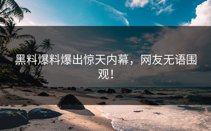 黑料爆料爆出惊天内幕，网友无语围观！