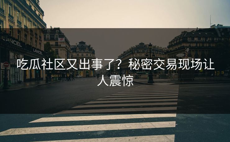 吃瓜社区又出事了？秘密交易现场让人震惊