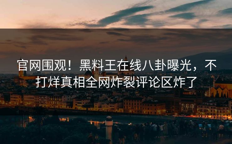 官网围观！黑料王在线八卦曝光，不打烊真相全网炸裂评论区炸了