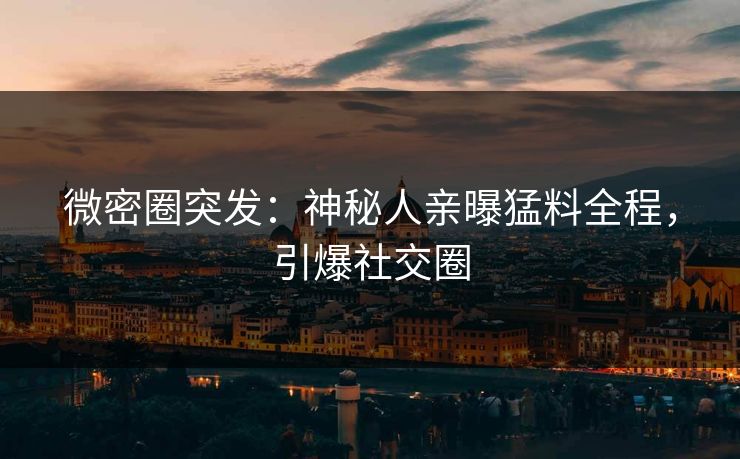 微密圈突发：神秘人亲曝猛料全程，引爆社交圈