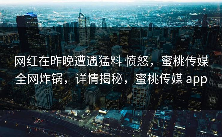网红在昨晚遭遇猛料 愤怒,蜜桃传媒全网炸锅,详情揭秘,蜜桃传媒 app 网红在昨晚遭遇猛料 愤怒,蜜桃传媒全网炸锅,详情揭秘,蜜桃传媒 app